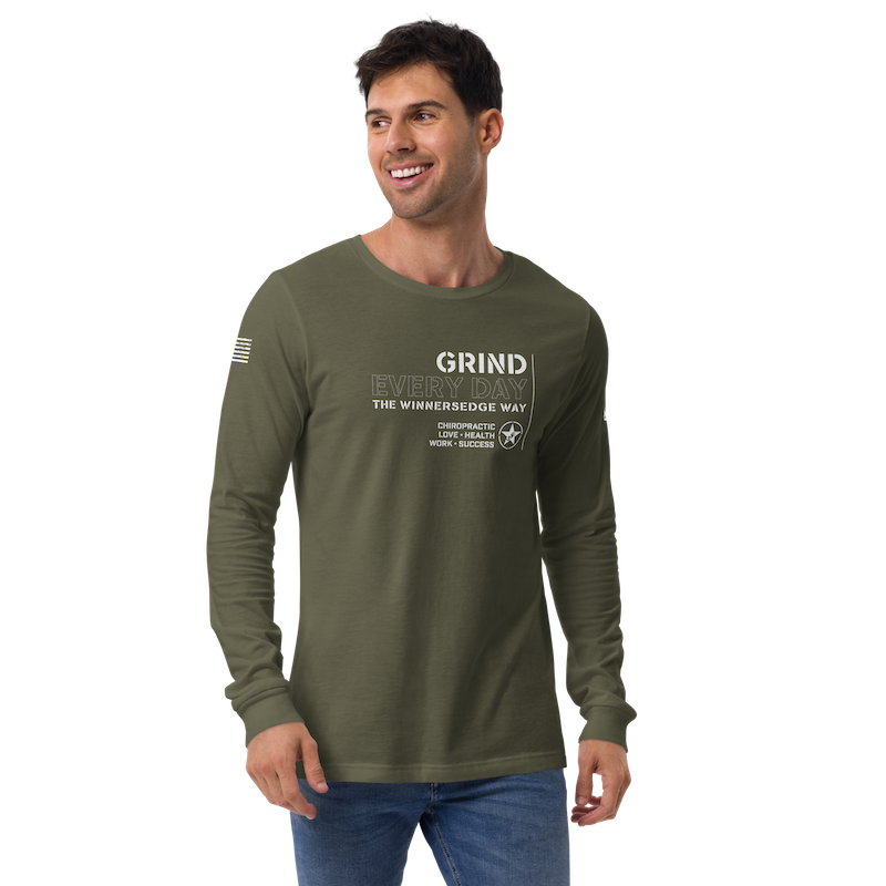 unisex long sleeve tee military green front 64905eed33d56